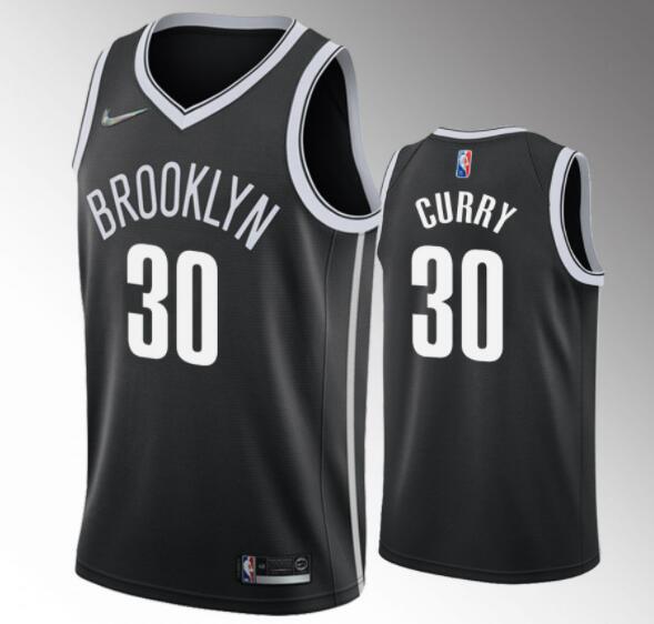 Youth Nike Brooklyn Nets Seth Curry #30 Black Stitched Swingman Jersey