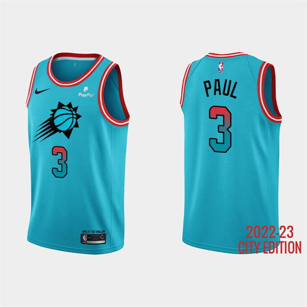 Men Phoenix Suns 3 Chris Paul 2022 23 Blue City Edition Stitched Basketball Jersey