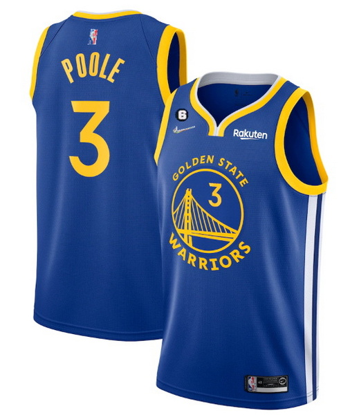 Men Golden State Warriors 3 Jordan Poole Royal With No 6 Patch Stitched Jersey