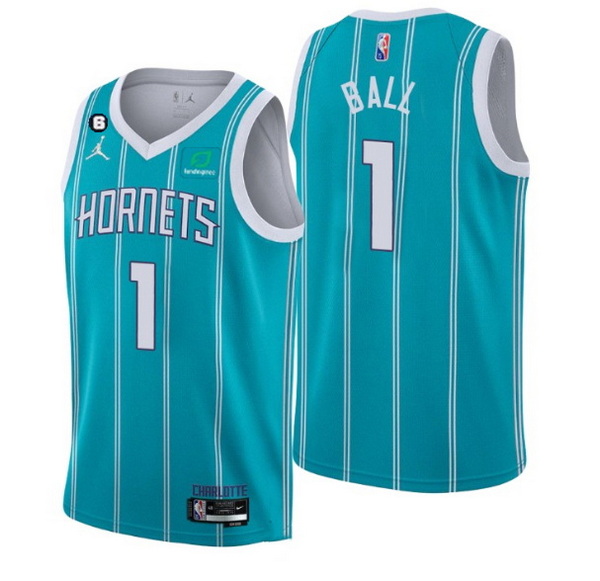 Men Charlotte Hornets 1 LaMelo Ball 2022 23 Icon Edition No 6 Patch Stitched Basketball Jersey