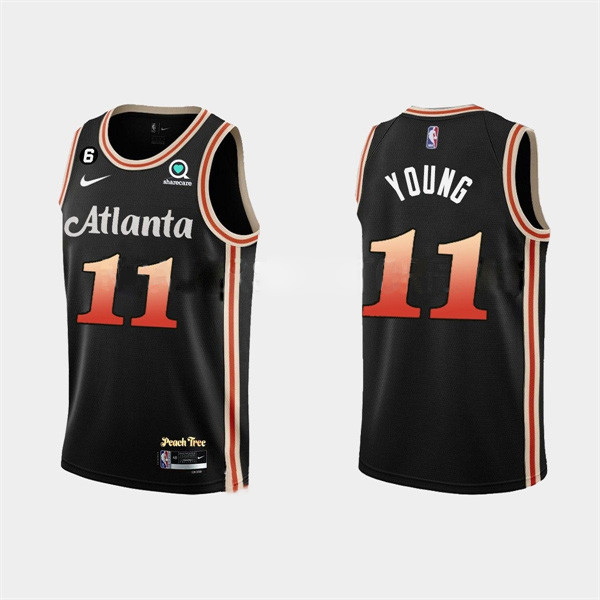 Men Atlanta Hawks 11 Trae Young 2022 23 Black City Edition Stitched Basketball Jersey