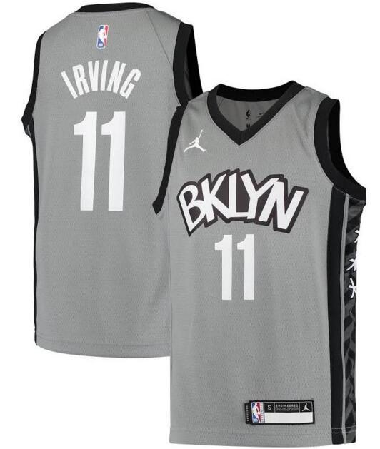 Men Jordan Brand Brooklyn Nets 11 Kyrie Irving Grey Classic Edition Stitched Basketball Jersey