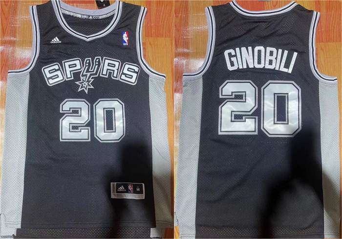 Men San Antonio Spurs 20 Manu Ginobili Black Stitched Basketball Jersey