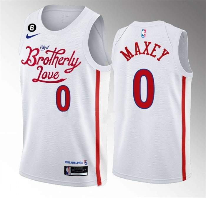 Men Philadelphia 76ers 0 Tyrese Maxey White 2022 23 City Edition With NO 6 Patch Stitched Basketball