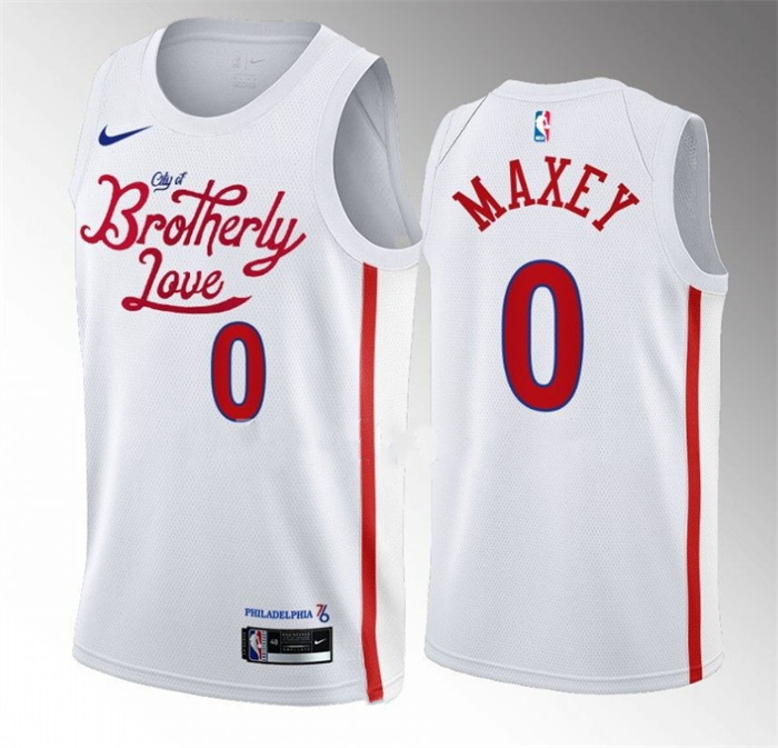 Men Philadelphia 76ers 0 Tyrese Maxey White 2022 23 City Edition Stitched Basketball Jersey