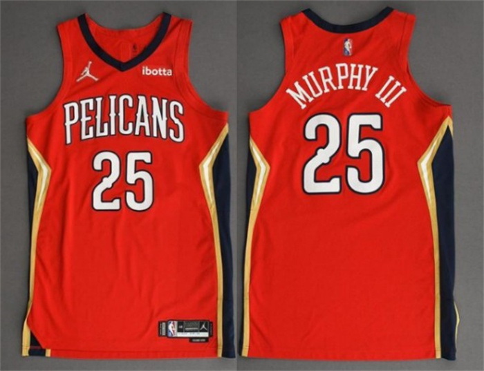 Men New Orleans Pelicans 25 Trey Murphy III 2022 Red Statement Edition Stitched Jersey