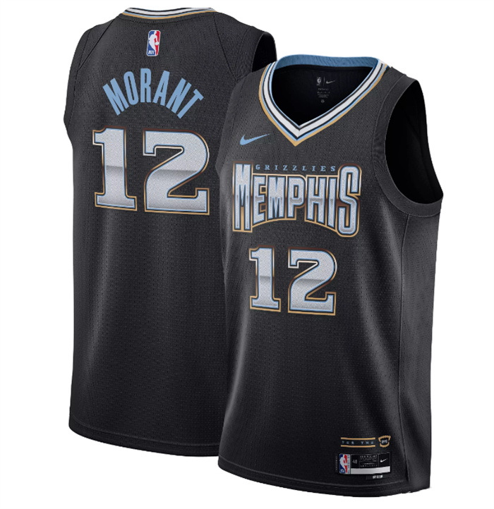 Men Memphis Grizzlies 12 Ja Morant Black 2022 23 City Edition Stitched Basketball Jersey