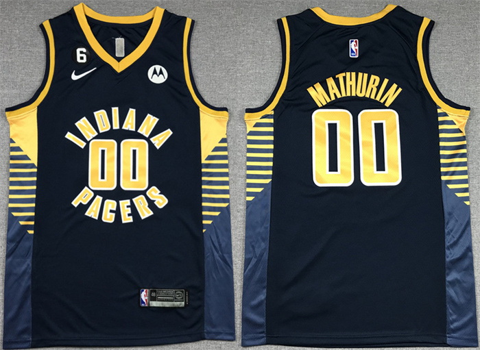 Men Indiana Pacers 00 Bennedict Mathurin Black With NO 6 Patch Stitched Basketball Jersey