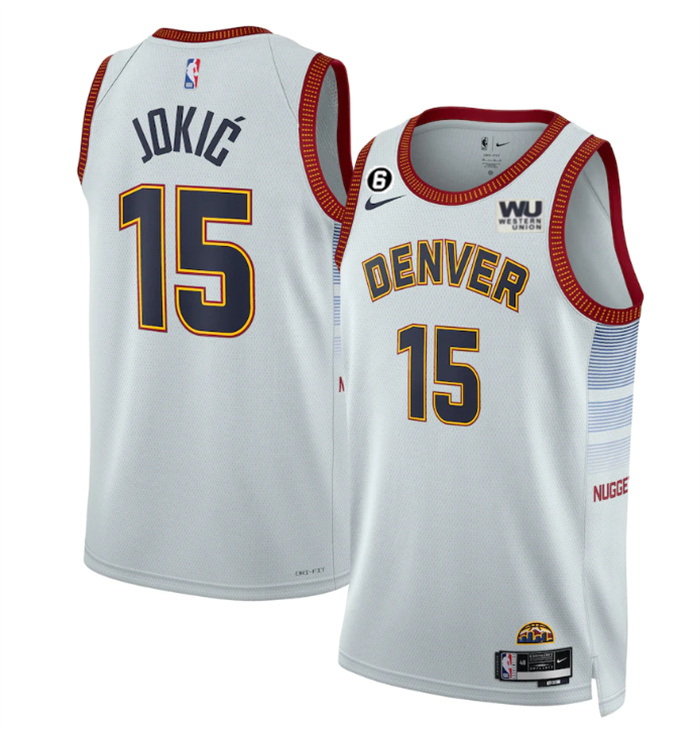 Men Denver Nuggets 15 Nikola Jokic Grey 2022 23 City Edition Stitched Jersey