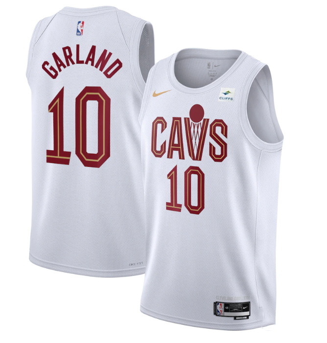 Men Cleveland Cavaliers 10 Darius Garland White Stitched Jersey