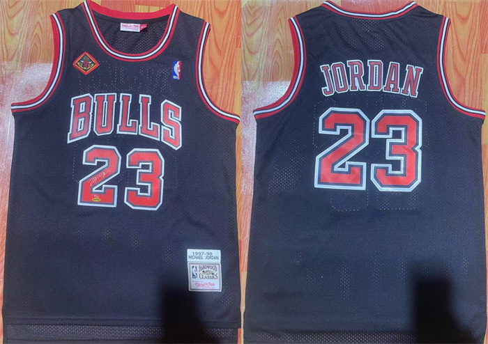 Men Chicago Bulls 23 Michael Jordan Black 1997 98 Stitched Jersey