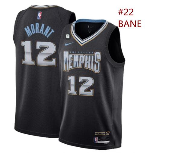 Men Memphis Grizzlies 22 Desmond bane Black 2022 23 City Edition With NO 6 Patch Stitched Basketball