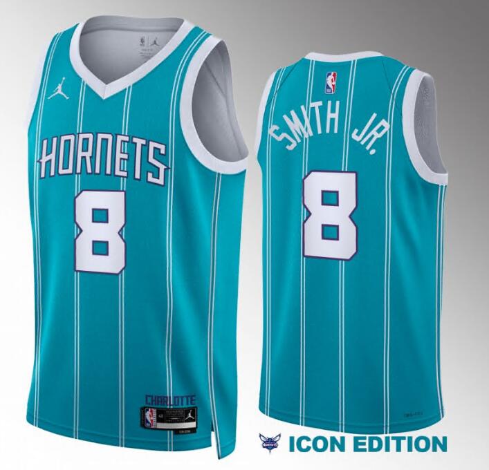 Dennis Smith Jr. Charlotte Hornets #8 Teal Jersey 2022-23 Icon Edition Swingman