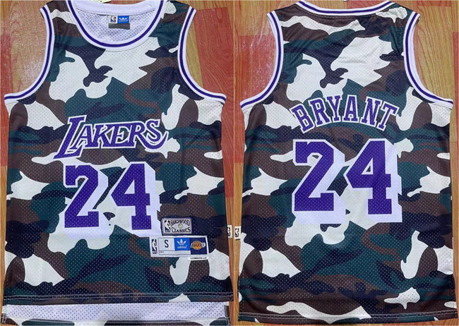 Men Los Angeles Lakers 24 Kobe Bryant Camo Throwback Basketball Jersey