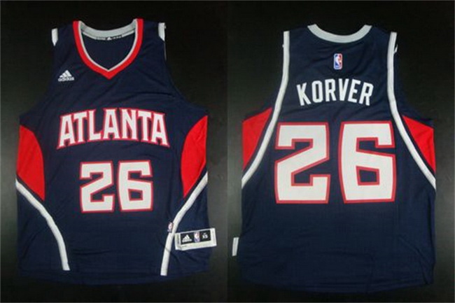 Men Atlanta Hawks 26 Kyle Korver Navy Stitched Basketball Jersey