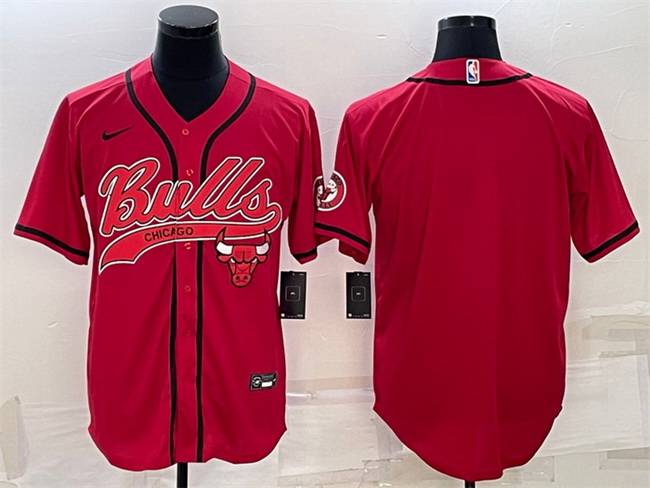 Men Chicago Bulls Blank Red Cool Base Stitched Baseball Jersey