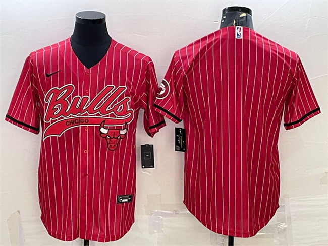 Men Chicago Bulls Blank Red Cool Base Stitched Baseball JerseyS