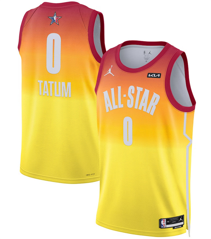 Men 2023 All Star 0 Jayson Tatum Orange Game Swingman Stitched Basketball Jersey