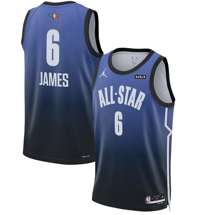 Men 2023 All Star 6 LeBron James Blue Game Swingman Stitched Basketball Jersey