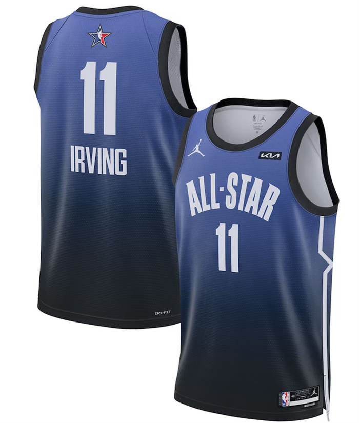 Men 2023 All Star 11 Kyrie Irving Blue Game Swingman Stitched Basketball Jersey