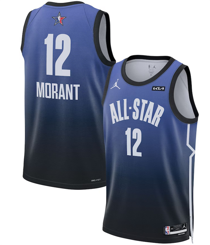 Men 2023 All Star 12 Ja Morant Blue Game Swingman Stitched Basketball Jersey