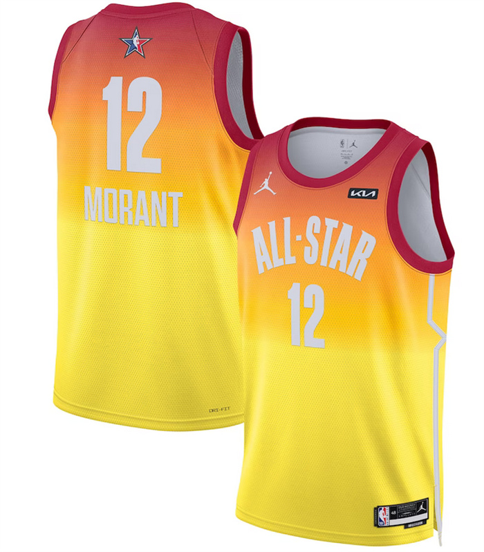 Men 2023 All Star 12 Ja Morant Orange Game Swingman Stitched Basketball Jersey