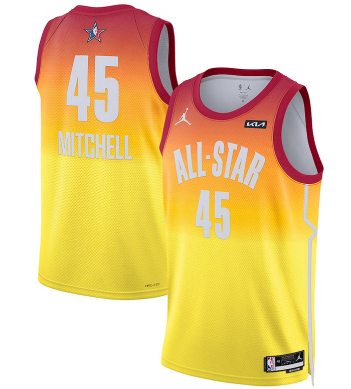 Men 2023 All Star 45 Donovan Mitchell Oraange Game Swingman Stitched Basketball Jersey