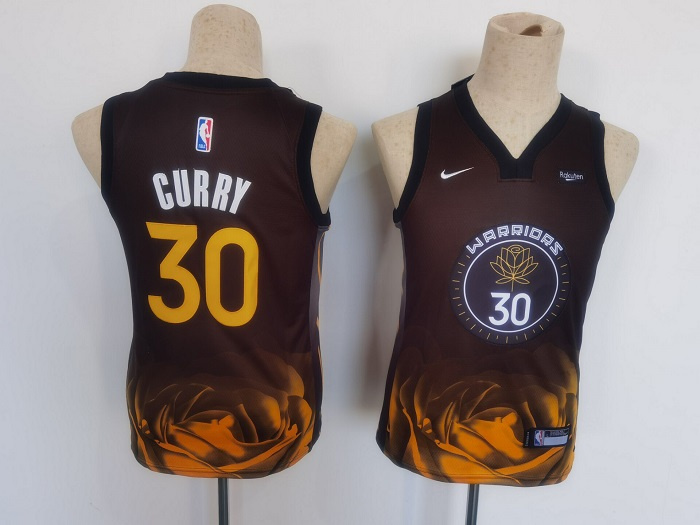 Youth Golden State Warriors 30 Stephen Curry 2022 2023 Black City Edition Stitched Basketball Jersey