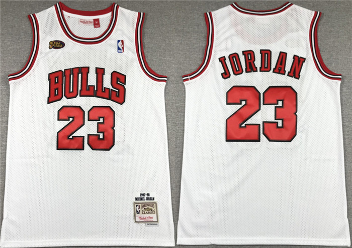 Men Chicago Bulls 23 Michael Jordan White 1997 98 Stitched Jersey