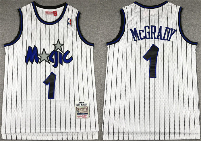 Men Orlando Magic 1 Tracy McGrady 2003 04 White Stitched Jersey