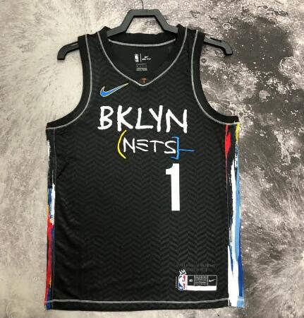 Men Brooklyn Nets 1 Mikal Bridges Black Stitched Basketball Jersey