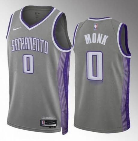 Men Nike Sacramento Kings Malik Monk #0 Gray Stitched NBA Jersey