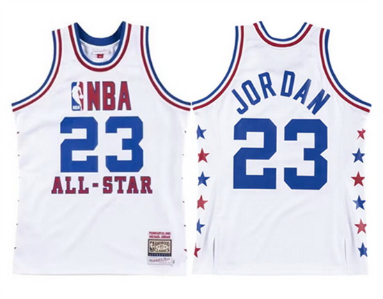 Men 1985 86 All Star 23 Michael Jordan White Swingman Stitched Basketball Jersey