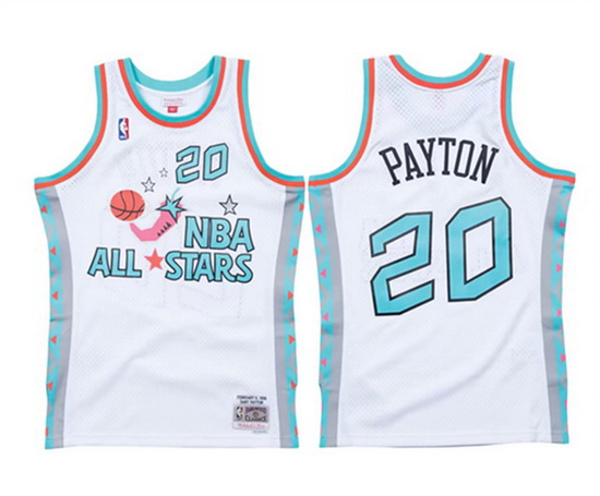 Men 1996 All Star 20 Gary Payton White Swingman Stitched Basketball Jersey