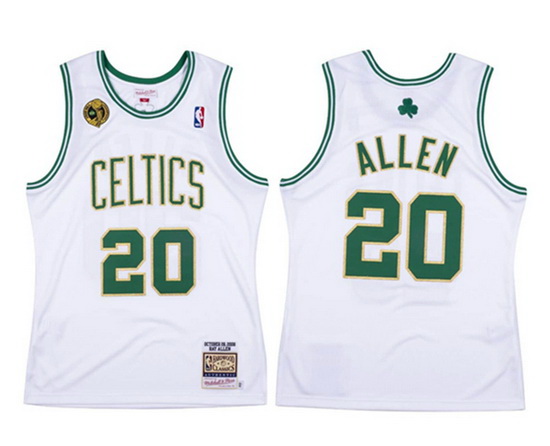 Men Boston Celtics 20 Ray Allen White Throwback 2008 09 Stitched Jersey