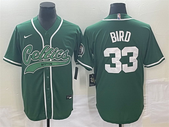 Men Boston Celtics 33 Larry Bird Green Stitched Baseball Jersey