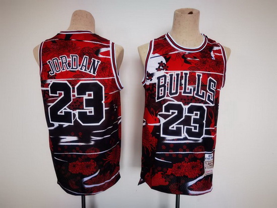 Men Chicago Bulls 23 Michael Jordan Red Black Stitched Jersey