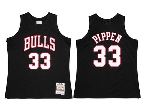 Men Chicago Bulls 33 Scottie Pippen Black 97 98 Mitchell  26 Ness Swingman Stitched Jersey