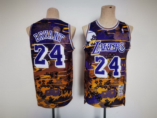 Men Los Angeles Lakers 24 Kobe Bryant Purple Throwback Basketball Jersey