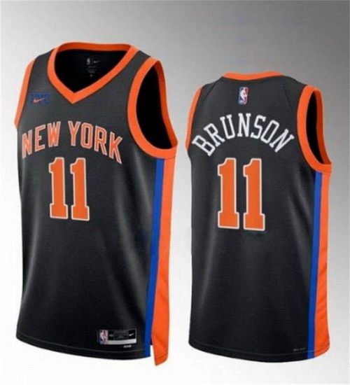 Men New Yok Knicks 11 Jalen Brunson Black Stitched Basketball Jersey