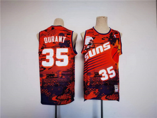 Men Phoenix Suns 35 Kevin Durant Red Throwback Swingman Stitched Jersey