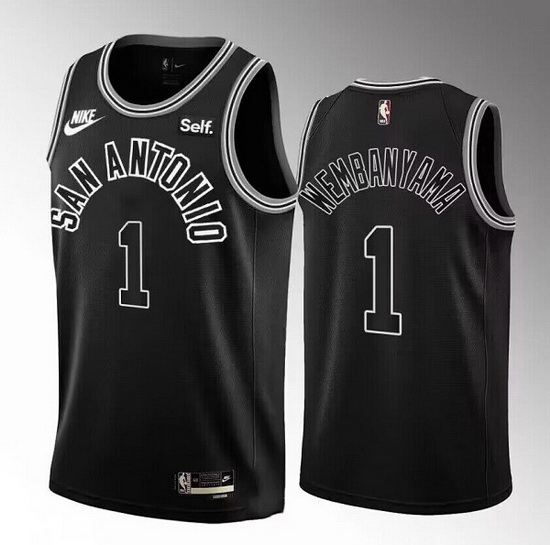 Men San Antonio Spurs 1 Victor Wembanyama Black 2022 23 Classic Edition Stitched Basketball Jersey