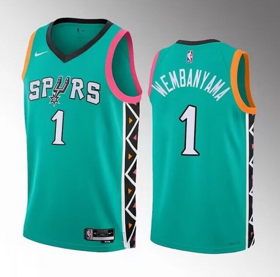 Men San Antonio Spurs 1 Victor Wembanyama Teal 2022 23 City Edition Swingman Stitched Basketball Jer