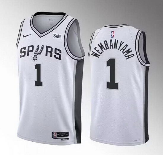 Men San Antonio Spurs 1 Victor Wembanyama White 2022 23 Association Edition Stitched Basketball Jers