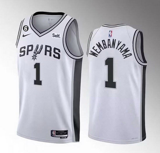 Men San Antonio Spurs 1 Victor Wembanyama White 2022 23 Association Edition With NO 6 Patch Stitched