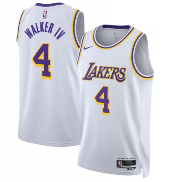 Men Los Angeles Lakers Lonnie Walker IV 4 White Stitched Basketball Jerseys