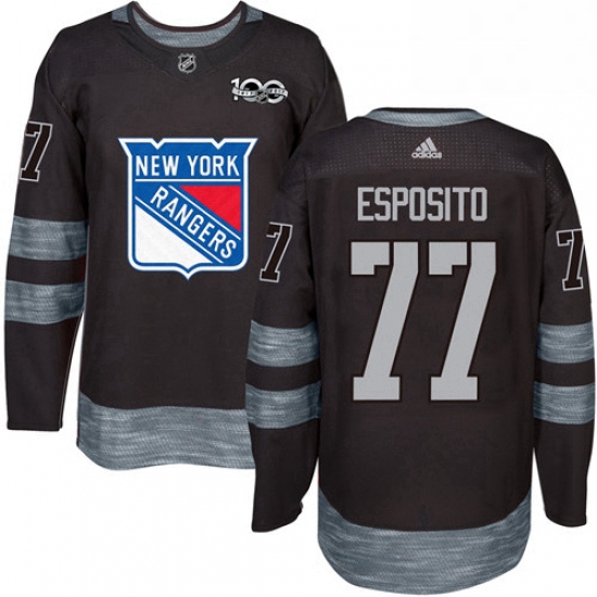 Mens Adidas New York Rangers 77 Phil Esposito Authentic Black 1917 2017 100th Anniversary NHL Jersey