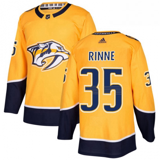 Mens Adidas Nashville Predators 35 Pekka Rinne Authentic Gold Home NHL Jersey