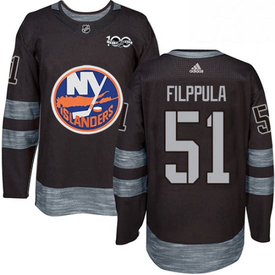 Mens Adidas New York Islanders 51 Valtteri Filppula Authentic Black 1917 2017 100th Anniversary NHL 