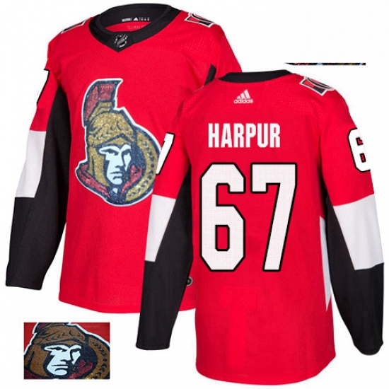 Mens Adidas Ottawa Senators 67 Ben Harpur Authentic Red Fashion Gold NHL Jersey